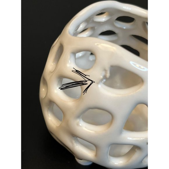 Pair of Small Round White Ceramic Air Plant Container 2.5 inch - Picture 5 of 8